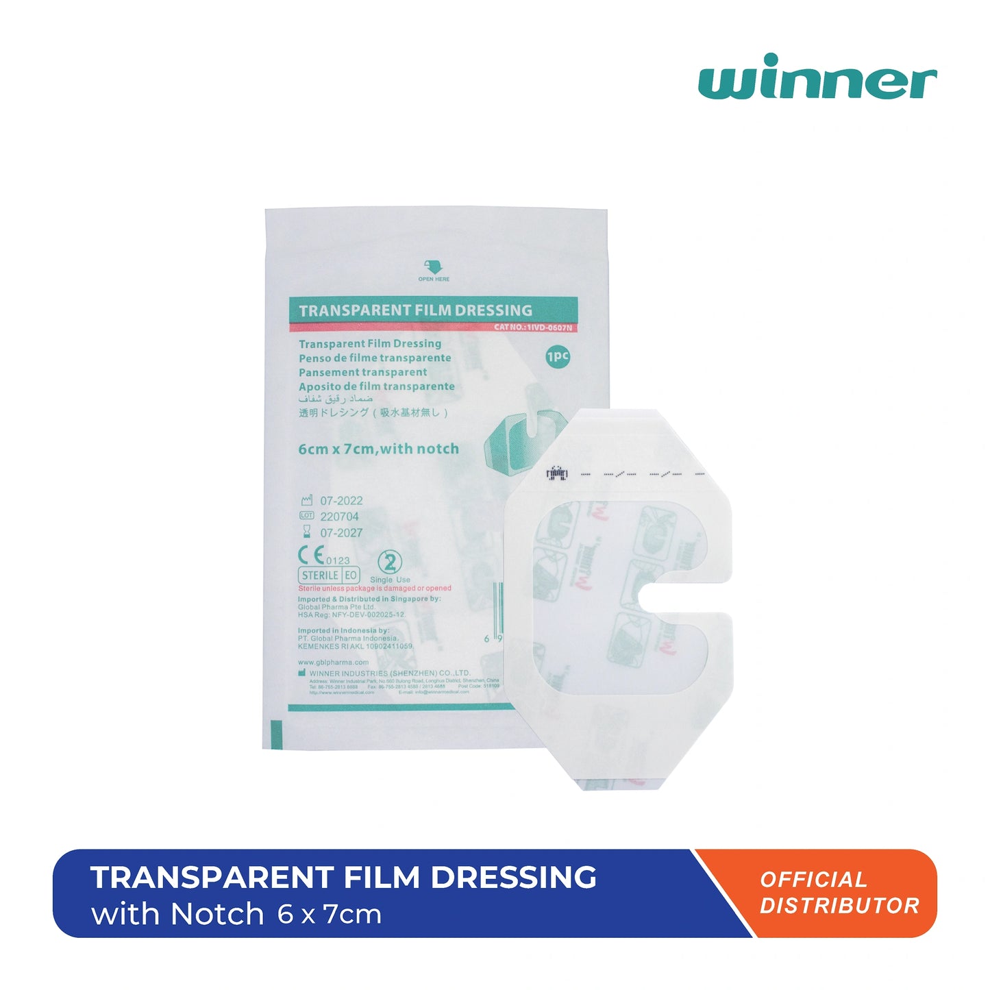 Transparent Film Dressing With Notch